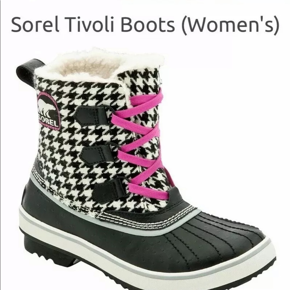 SOREL Tivoli Winter Snow Booys Houndstooth Plaid
